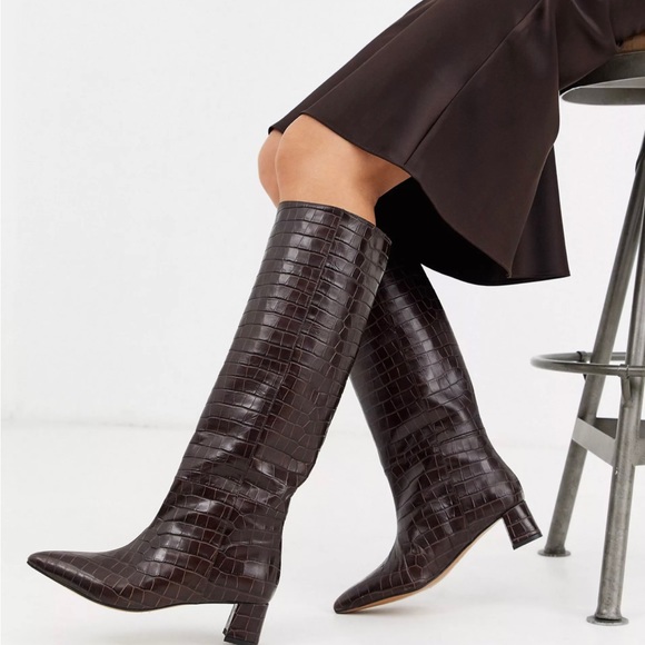 & Other Stories Shoes - & Other Stories croc leather boots size 41
